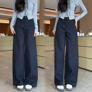 窄版阔腿裤女春秋超火2026新款今年流行爆款高腰休闲直筒弯刀裤子