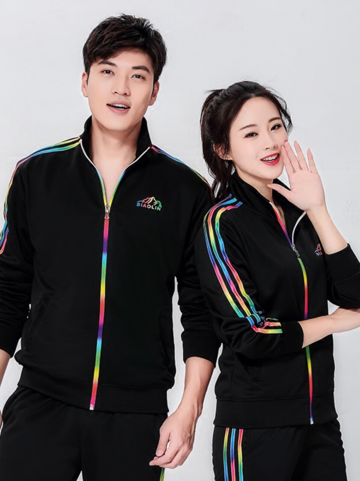 봄 가을 남녀공용 자무스 스퀘어 댄스 운동복 보온 방풍 긴팔 가디건 중노년 에어로빅 단체 구매 의류