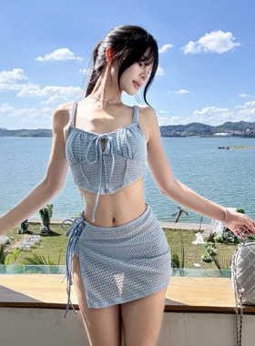 新款三件套小胸分体泳衣时尚显白可爱沙滩度假女比基尼泳装泡温泉