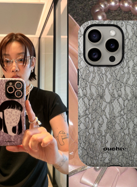 ouchtv原创二次元蕾丝少女原创设计可爱少女手机壳适用于16promax15pro防摔保护套韩国进口二合一