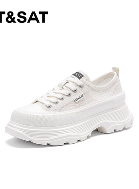 St&Sat/星期六春秋圆头系带增高厚底休闲运动单鞋女SS32112E47