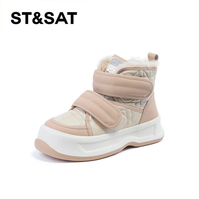 St&Sat/星期六秋冬魔术贴厚底增高保暖绒里雪地靴女SS3411A632,女鞋,时尚雪地靴,淘宝优惠券,粉丝福利购,淘宝优惠卷