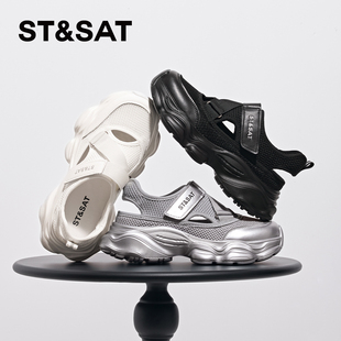 St&Sat 厚底老爹鞋 透气网面休闲运动凉鞋 女SSC1112C1G 星期六夏季