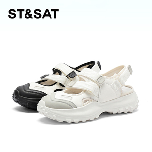 圆头拼接厚底包头运动凉鞋 新款 女SS32112E63 星期六夏季 St&Sat