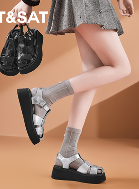 St&Sat/星期六夏季新款包头猪笼鞋厚底增高罗马凉鞋女SSC2115E40