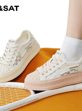 St&Sat/星期六夏季透气网面贝壳圆头系带厚底休闲鞋女SS32112C96