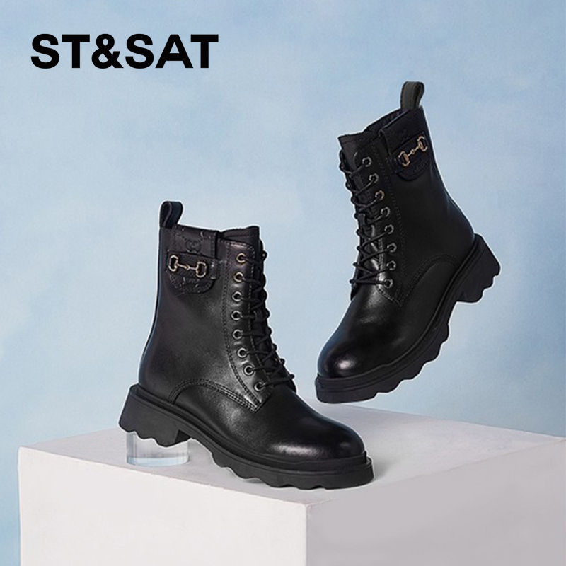 星期六英伦风厚底保暖马丁靴女