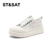 St&Sat 女SSC2112D58 运动休闲单鞋 星期六春秋厚底板鞋 系带小白鞋