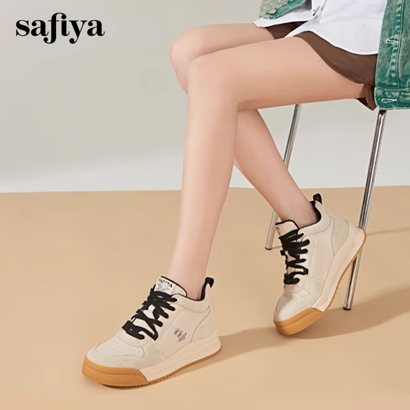 索菲娅撞色加绒系带厚底休闲板鞋