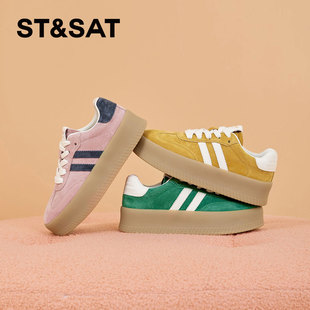 女SSC1112C66 休闲运动厚底单鞋 St&Sat 星期六春秋圆头系带德训鞋