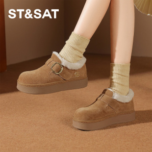 厚底增高棉鞋 牛反绒保暖勃肯鞋 女SSD411DCYC 星期六冬季 St&Sat