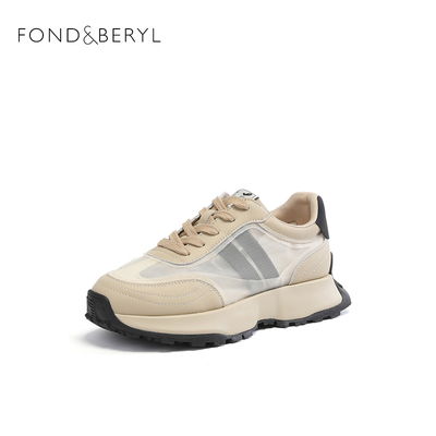 菲伯丽尔撞色系带厚底休闲鞋女