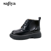 Safiya 索菲娅秋冬增高厚底马丁靴保暖绒里系带短靴女SF14116015