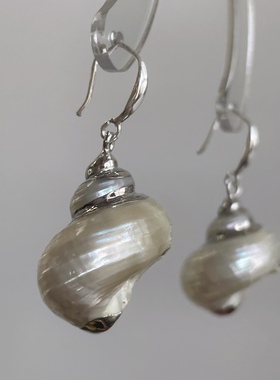 海风拂来天然海螺耳环超仙法式复古925银原创设计轻奢高级感小众