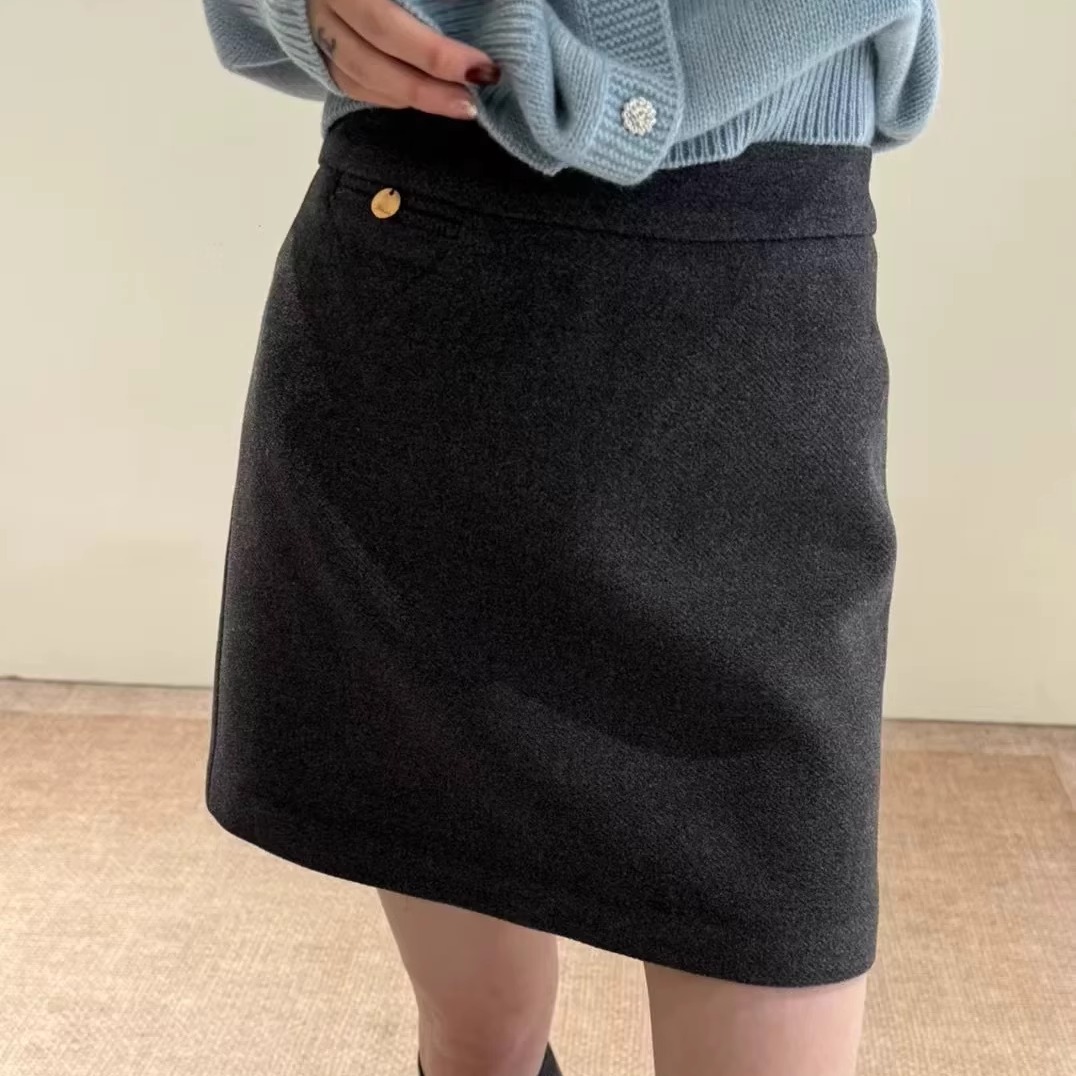 高级灰气质毛呢半裙加厚显瘦短裙