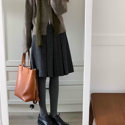 复古重工百褶裙女加厚半身裙过膝