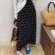 高腰黑色小碎花半身裙女春秋新款 显瘦直筒宽松a字中长裙遮跨长裙