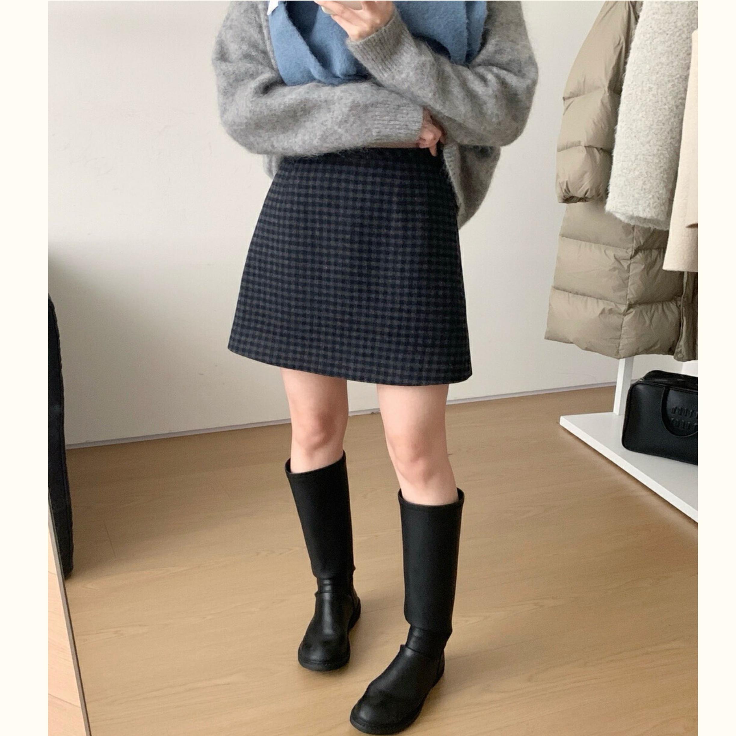 短a字裙格子裙包臀短裙遮肚半裙