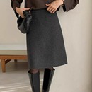 高级羊毛呢过膝直筒中裙女冬季 高腰通勤气质百搭半身裙加厚包臀裙