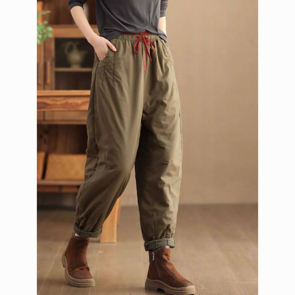 意大利外贸出口加厚休闲长裤拼色夹棉棉裤保暖哈伦裤女士外穿棉裤,女装/女士精品,棉裤/羽绒裤,淘宝优惠券,粉丝福利购,淘宝优惠卷