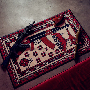 美利坚洋行阿富汗特色战争地毯 防滑吸水战术门垫 80x50cm