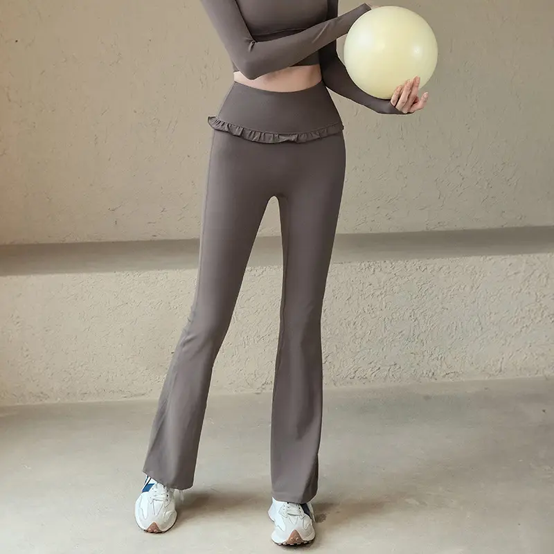 2025新款显瘦运动喇叭裤修身透气休闲健身长裤瑜伽健身跑步运动服