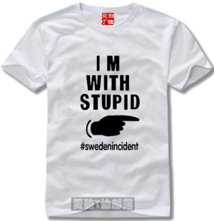 WITH 纯棉短袖 STUPID T恤文化衫 我和蠢货在一起trump儿子同款