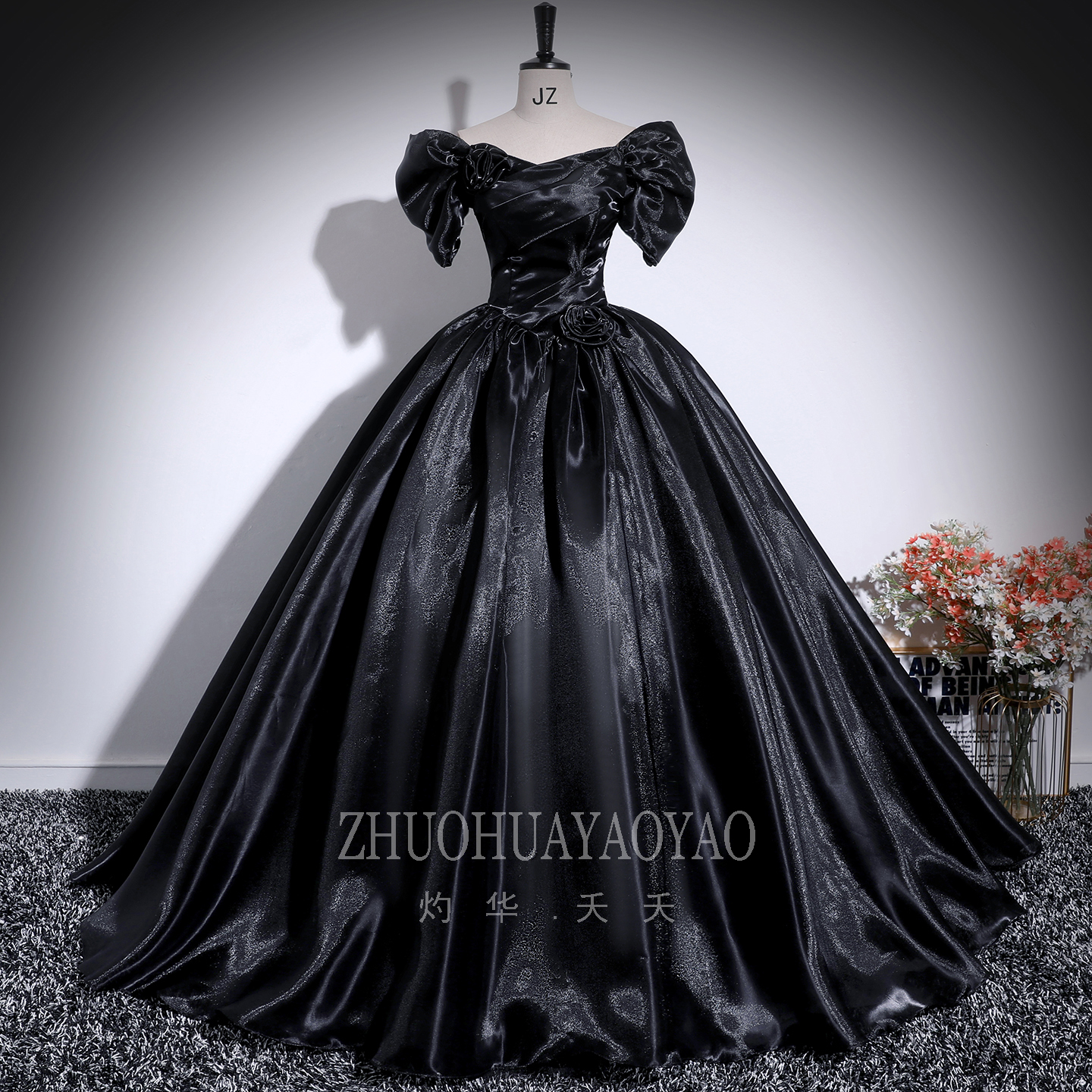 声乐艺考晚礼服一字肩独唱演出服