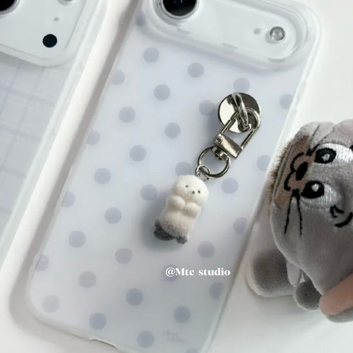 韩系小海獭灰波点iPhone手机壳套
