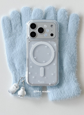 韩系ins磁吸雪花企鹅吊坠适用17pro苹果17ProMax手机壳iPhone16/14新款15Promax保护套13外壳16promax保护壳