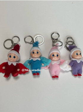 韩系ins可爱小天使毛绒车钥匙扣玩偶包包挂件耳机挂饰手机挂件萌