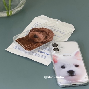 韩系ins风byemypie小狗西高地可爱治愈软萌博主适用iphone16pro/15promax苹果14/13/12手机壳保护套16防摔