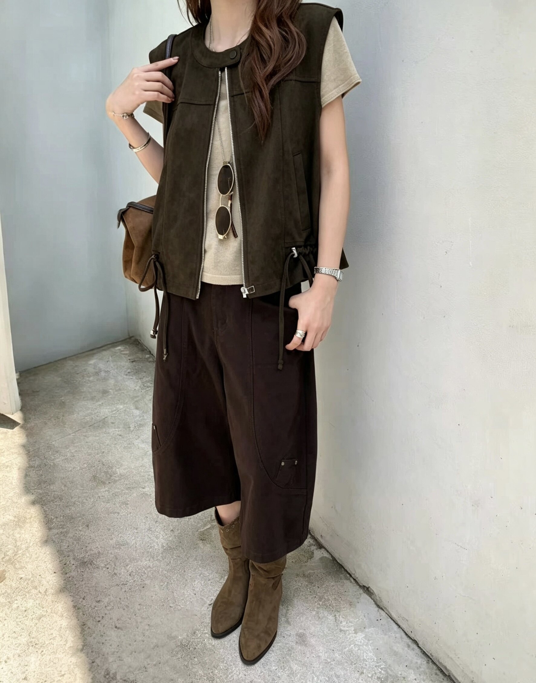 2026春季新款麂皮马甲时尚百搭宽松显瘦四季青意法休闲无袖外套女
