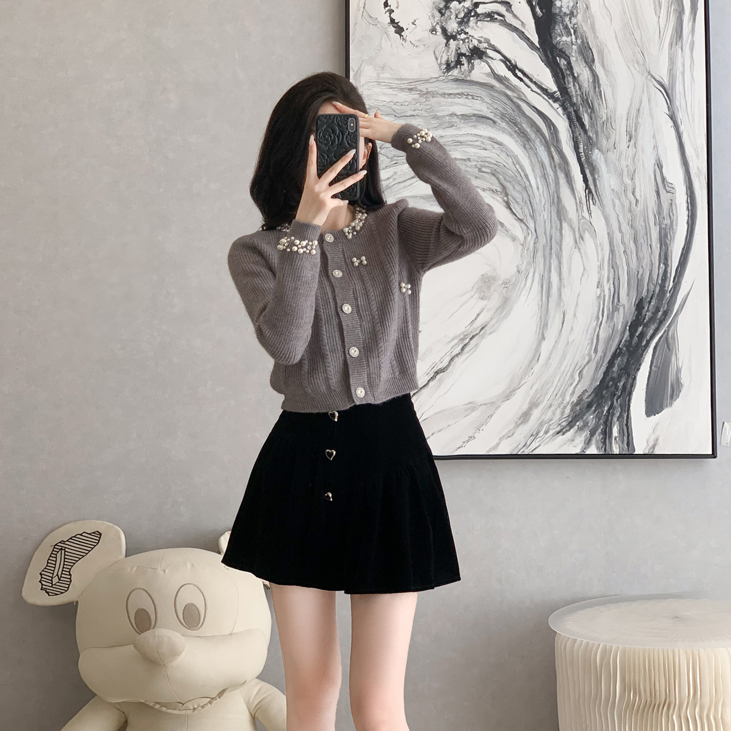 小香风时尚套装女秋冬新款短外套钉珠针织开衫半身裙两件套小个子,女装/女士精品,时尚套装,淘宝优惠券,粉丝福利购,淘宝优惠卷