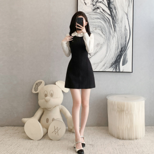 小香风气质时尚短裙套装女秋冬季新款内搭上衣配毛呢背心裙两件套
