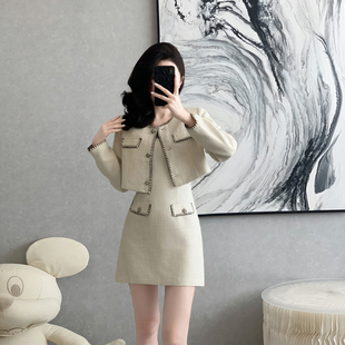 小香风套装裙女2026春装新款时尚气质名媛短外套背心连衣裙两件套