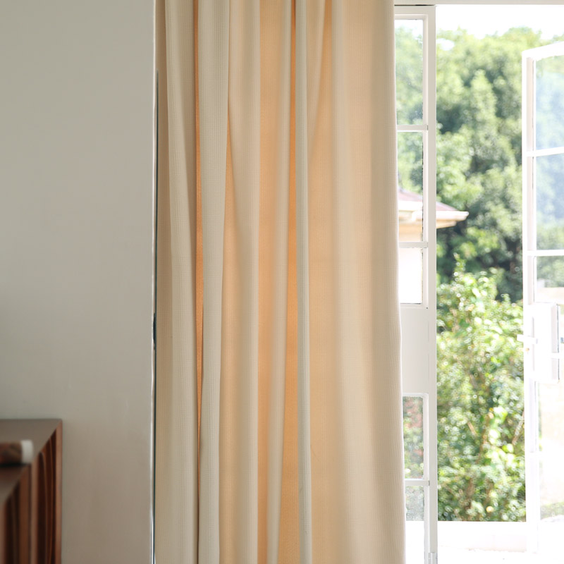 简约卡姆棉麻休闲阳台安装窗帘