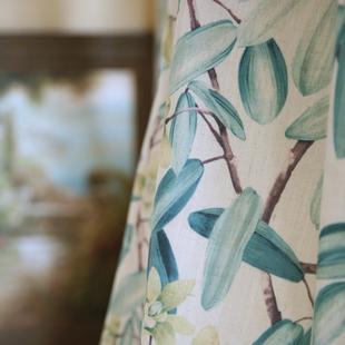 Flora弗洛拉 95%遮光麻白色田园美式涤棉窗帘定制卧室客厅飘窗