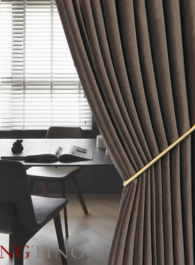 Essen埃森 棕榈色现代简欧美式德国棉绒加厚纯色遮光丝绒定制窗帘