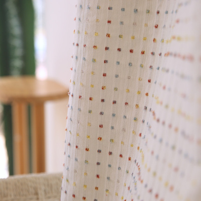 Getaria格塔里亚 奶油色雪尼尔高遮光提花窗帘定制客厅卧室阳台