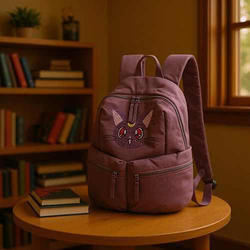 卡通猫咪双肩包女大容量休闲旅行背包学生书包户外