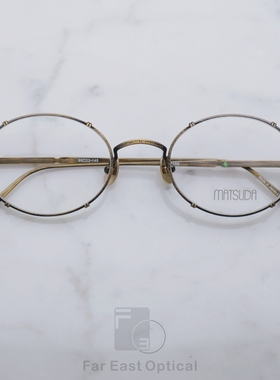 日本MATSUDA松田眼镜框男女超轻纯钛书呆子复古金丝眼镜架M3150