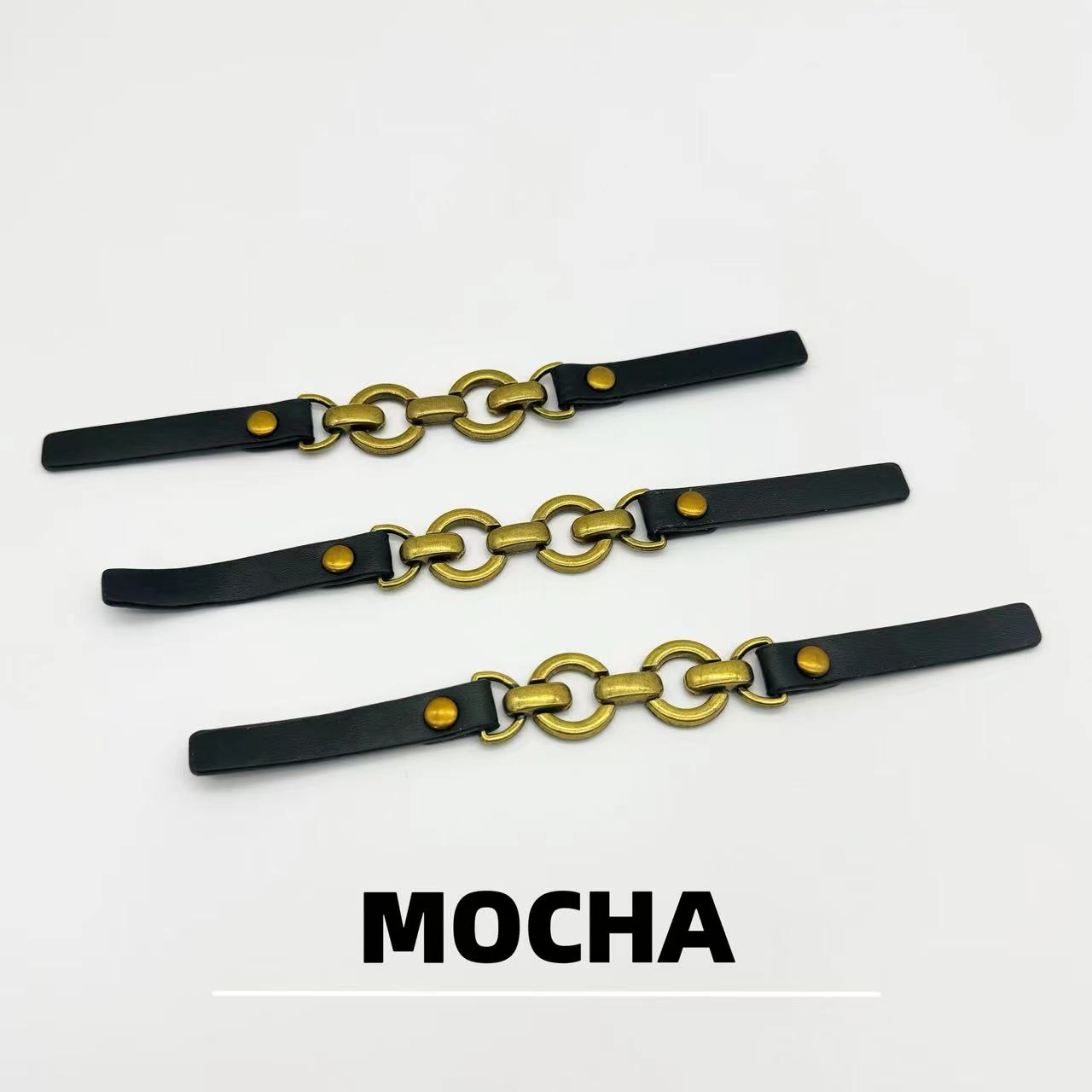 MOCHA古金三圈细款皮对扣 皮畔辅料装饰大衣外套皮草