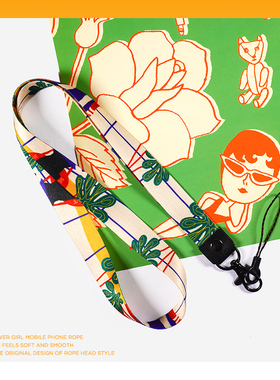 SDAN原创嘻哈青年插画手机链挂绳钥匙扣防丢长短手腕挂脖绳男女用