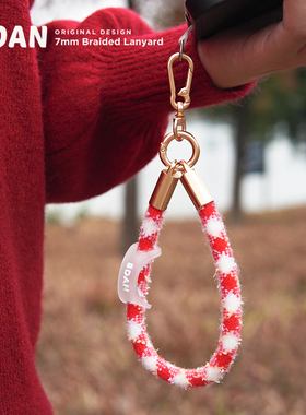 SDAN多功能7mm新春毛绒款手机挂绳挂脖编织手腕绳短款防丢女[是旦