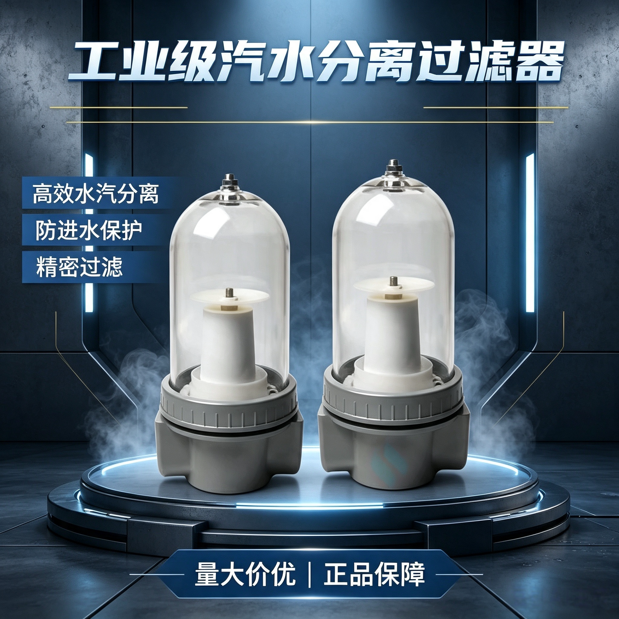 真空泵汽水分离器 玻璃杯水汽过滤器 负压气泵前置进气口滤水除水