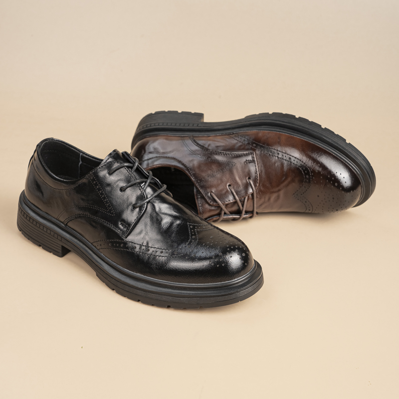 男士皮鞋85535头层牛皮布洛克雕花商务休闲潮流时尚百搭防滑耐磨