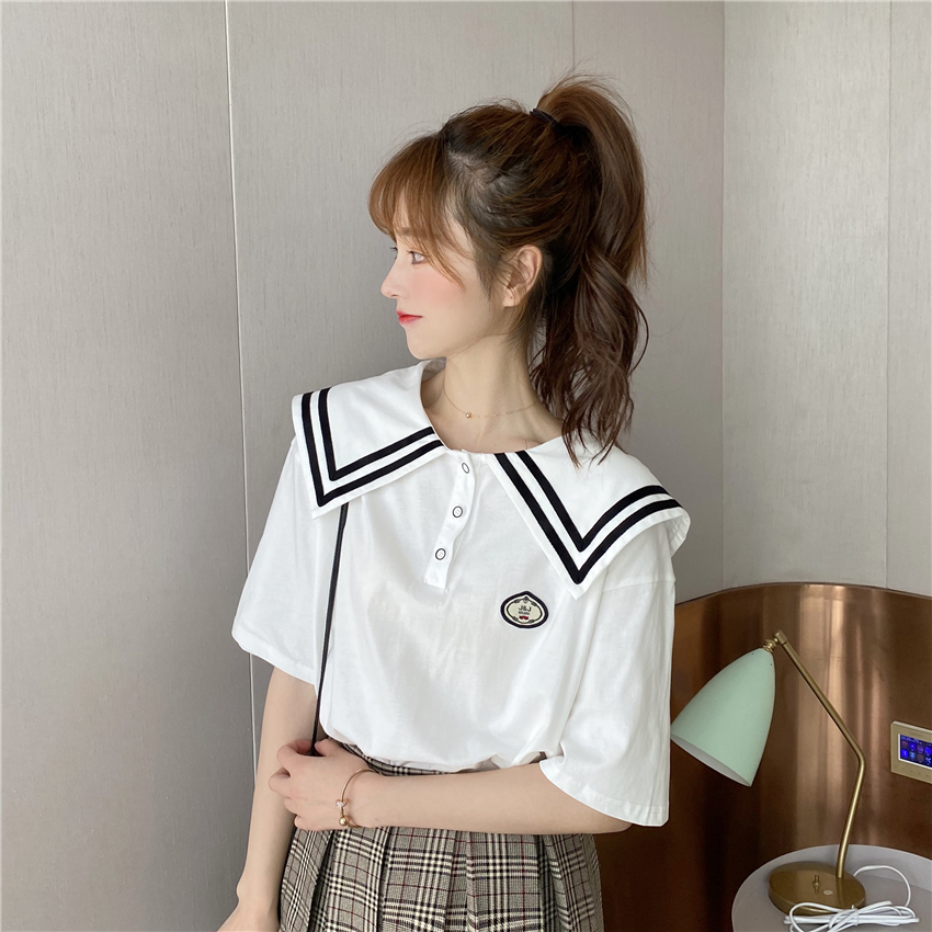 Real shot sweet academy Navy short sleeve T-shirt