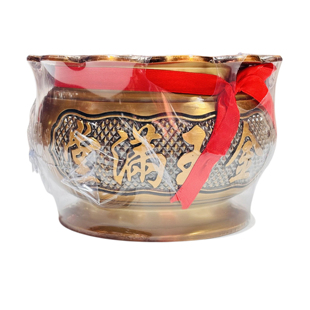 纯黄铜聚宝盆香炉家用香炉供奉观音供佛敬神烧香线香聚宝香炉