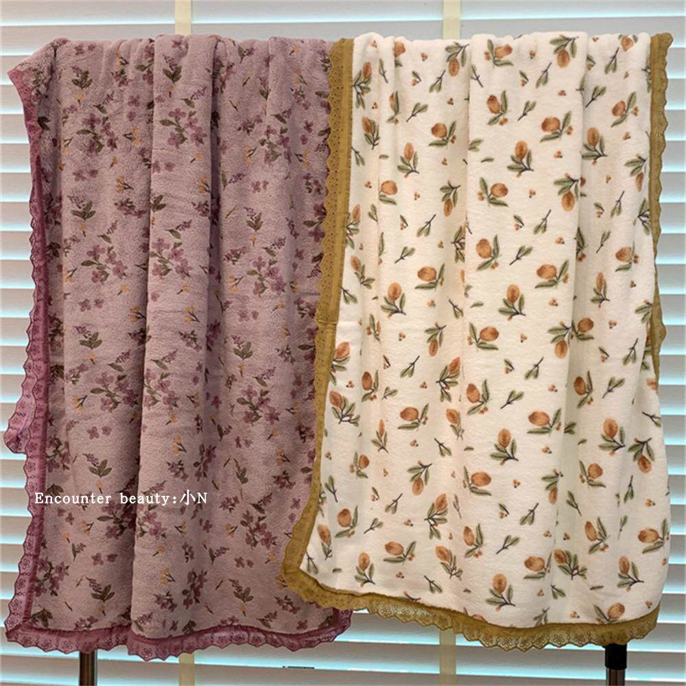 ins蕾丝花边碎花浴巾加厚可擦可裹吸水速干毛巾两件套高品质浴巾